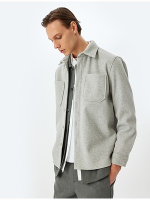 Koton Viskon Karışımlı Cep Detaylı Uzun Kollu Gömlek Ceket