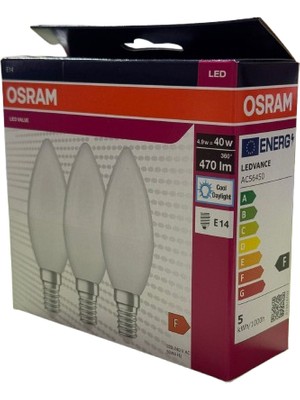 Osram 4.9W E14 LED Ampul Beyaz Işık 3'lü Paket