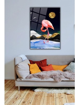 Teknoo- Flamingo Cam Tablo Duvar Dekarasyonu,ev Dekorasyon,duvar Tablosu,ev Hediyesi
