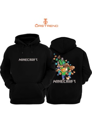 Ors Trend Minecraft Baskılı Unisex Kapşonlu Sweatshirt