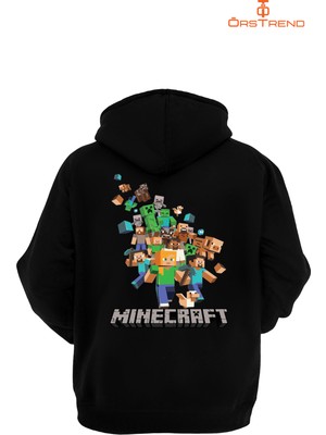 Ors Trend Minecraft Baskılı Unisex Kapşonlu Sweatshirt