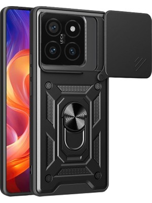 Adige Xiaomi 14T Pro Kılıf Yüzüklü Sürgülü Kamera Korumalı Pars + Ekran Koruyucu