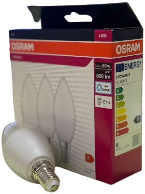 Osram 7,5W (60W) E14 Duy LED Ampul Beyaz Işık 3'lü Paket Kutulu Ürün