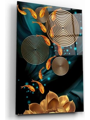 Marsilyan Gold Balıklar Cam Tablo