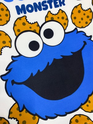 Yaya Dizayn Kurabiye Canavarı (Cookie Monster) Desenli Dijital Baskılı Dekoratif Kırlent Kılıfı ve Yastık