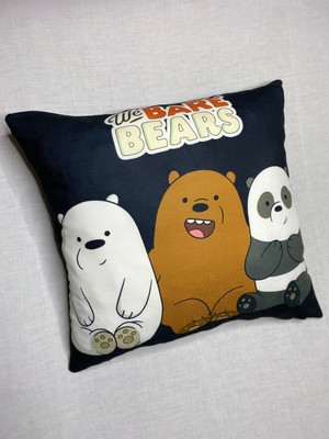 Yaya Design Co Kafadar Ayılar We Bare Bears Desenli Dijital Baskılı Kırlent Kılıfı ve Yastık