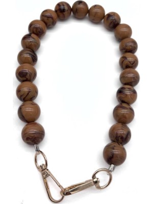 Angel Çanta Aksesuar 48 Cm  Kahve Tonlu Renkli Akrilik Çanta Sapı  Light Gold Metalli