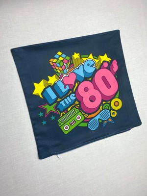 Yaya Design Co I Love 80'S Desenli Dijital Baskılı Kırlent Kılıfı ve Yastık