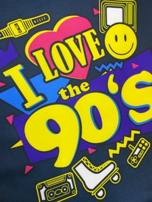 Yaya Design Co I Love 90'S Desenli Dijital Baskılı Kırlent Kılıfı ve Yastık