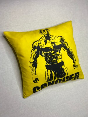 Yaya Design Co Arnold Schwarzenegger Mr. Olympia Desenli Dekoratif Dijital Baskılı Kırlent Kılıfı ve Yastık