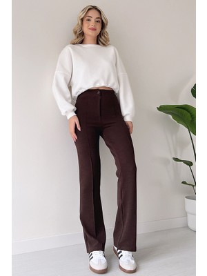 Yüksel Bel Ispanyol Paça Palazzo Pantolon 1290 -  Kahve