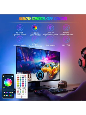 Varsthree Dokunmatik Rgb Monitör Altı Işık Çubuğu, Akıllı App Bluetooth Uzaktan Kumanda