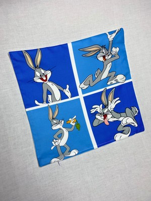 Bugs Bunny Desenli Dijital Baskılı Dekoratif Kırlent Kılıfı ve Yastık