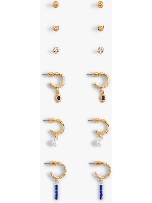 Koton Top ve Halka Küpe Seti 6'lı Dokulu Taşlı