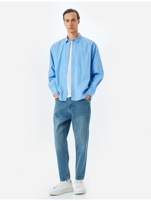 Koton Loose Fit Kot Pantolon - Steve Jean Erkek Normal Bel Bol Kesim Denim 34 Beden