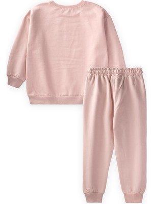 Cigit Basic Karyoka Detaylı Sweatshirt Takım Pudra Pembe