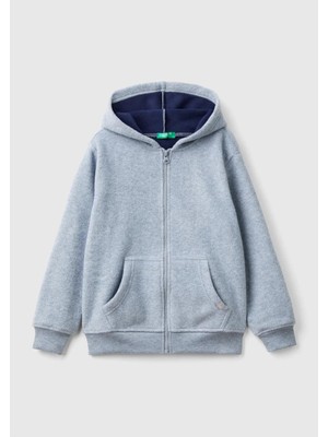 United Colors Of Benetton Erkek Çocuk Gri Melanj Etiket Detaylı Sweatshirt