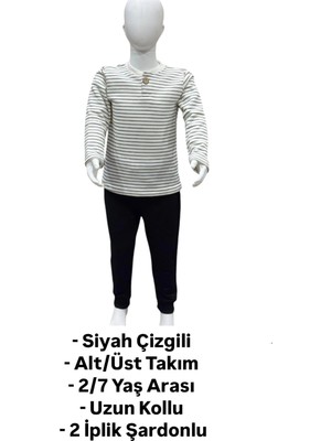 Siyah Çizgili Erkek  Çocuk Takım