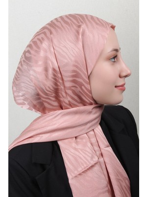 Armine Jakarlı Diamond Şal Zebra 3094-15 Pastel Pembe