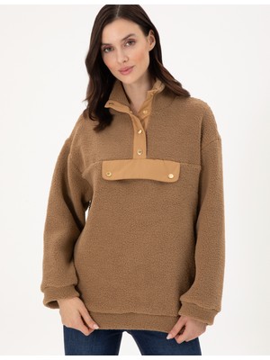 Pierre Cardin Kadın Camel Oversize Sweatshirt 50290990-VR015