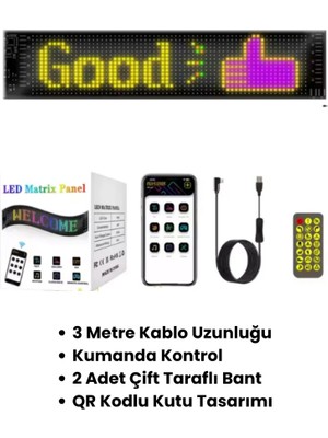 Matrix LED PANEL 60CM LED Sayısı Appkontrollü Dilediğini Yaz Bilgisayar Odası Otomobil Reflektör Işık