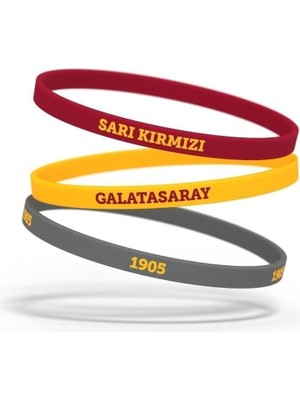 Galatasaray Lisanslı Yazılı Sarı Kırmızı Şal Atkı ve 3`lü Bilekik