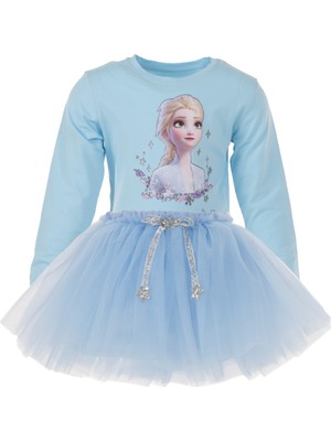 Elsa Baskılı Uzun Kol Body ve Kabarık Tütü Etek Ikili Takım