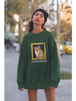 Unısex Tarz Corgıous Baskılı Oversize Sweatshirt 22825