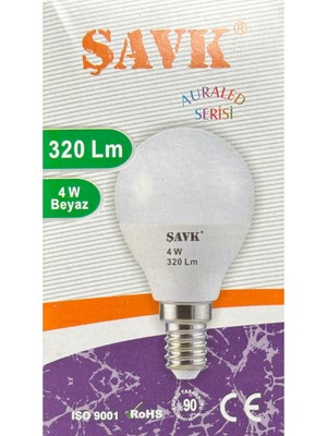 Şavk 4W (25W) 6000K (Beyaz Işık) E14 Duylu LED Top Ampul