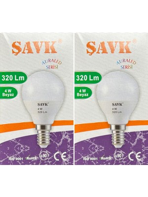 Şavk 4W (25W) 6000K (Beyaz Işık) E14 Duylu LED Top Ampul (2 Adet)