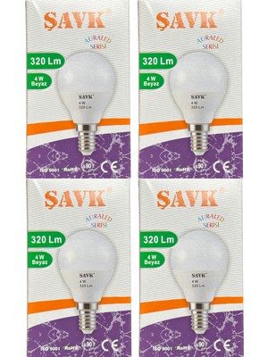 Şavk 4W (25W) 6000K (Beyaz Işık) E14 Duylu LED Top Ampul (4 Adet)