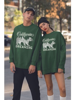 Unısex California Dreamıng Tarz Baskılı Oversize Sweatshirt 19624