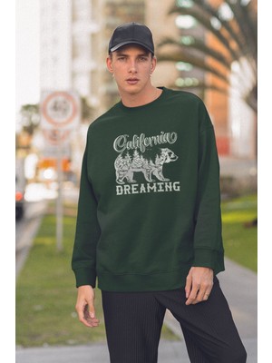 Unısex California Dreamıng Tarz Baskılı Oversize Sweatshirt 19624