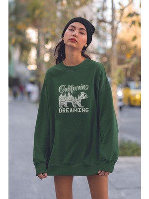 Unısex California Dreamıng Tarz Baskılı Oversize Sweatshirt 19624