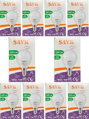 Şavk 4W (25W) 6000K (Beyaz Işık) E14 Duylu LED Top Ampul (10 Adet)