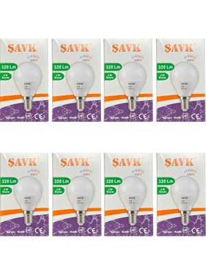 Şavk 4W (25W) 6000K (Beyaz Işık) E14 Duylu LED Top Ampul (8 Adet)