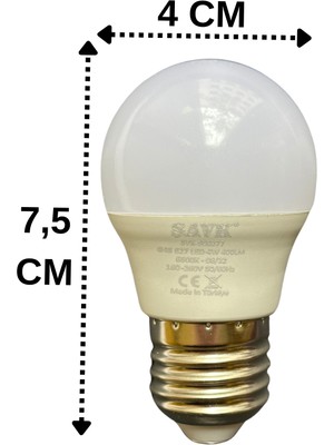 Şavk 4W (40W) 6500K (Beyaz Işık) E27 Duylu LED Top Ampul (10 Adet)