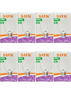 Şavk 4W (40W) 6500K (Beyaz Işık) E27 Duylu LED Top Ampul (8 Adet)