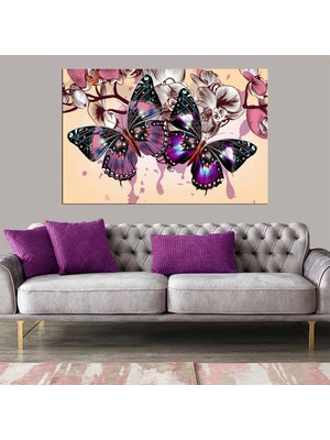 Marsilyan Teknoo- Dekoratif Baskı Pop Art Kelebek Kanvas Tablo