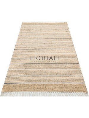 Eko Halı Juno Koleksiyonu Jüt ile Üretilen El Dokuma Sisal Kilim Ech 05 Natural Grey