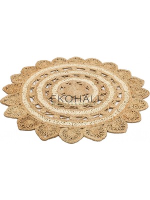 Eko Halı Solo Koleksiyonu Jüt ile Üretilen El Dokuma Sisal Kilim CA-105 Natural White Xw