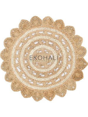 Eko Halı Solo Koleksiyonu Jüt ile Üretilen El Dokuma Sisal Kilim CA-105 Natural White Xw