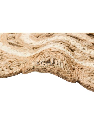 Eko Halı Solo Koleksiyonu Jüt ile Üretilen El Dokuma Sisal Kilim CA-105 Natural White Xw