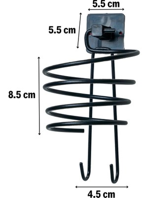 Linual Kendiliğinden Yapışkanlı Siyah Paslanmaz Metal Fön Makinesi Askısı Saç Kurutma Makinesi Tutacağı