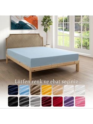 MODELHOME %100 Pamuklu Penye Tek Kişilik Lastikli Çarşaf 100x200-Mavi