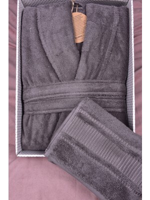 Özdilek Colourist Şalyaka Bornoz + Baş Havlusu-K. Gri Xl