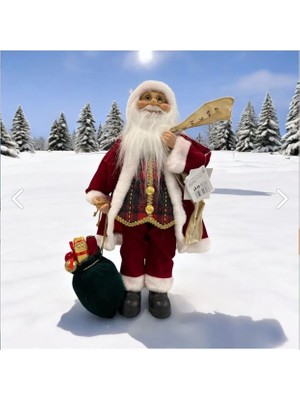 Tarrington House Yılbaşı Yeni Yıl Dekor Süs Kırmızı Noel Baba 45 cm Heybeli