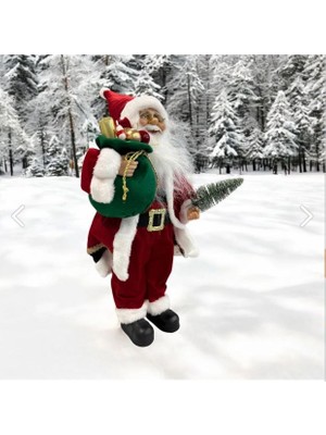 Tarrington House Yılbaşı Yeni Yıl Dekor Süs Kırmızı Noel Baba 45 cm Heybeli