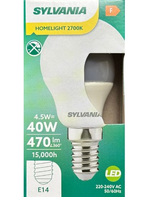 Sylvania 4.5W (40W) 2700K (Sarı Işık) E14 Duylu LED Top Ampul