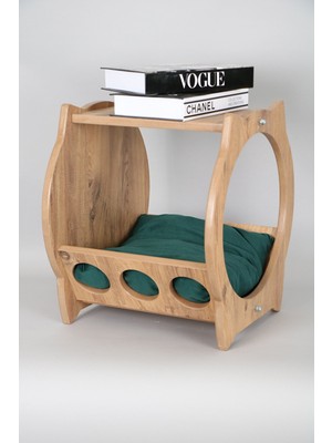 Hobimax Minderli Ahşap Dekoratif Kedi Yatağı ve Sehpa